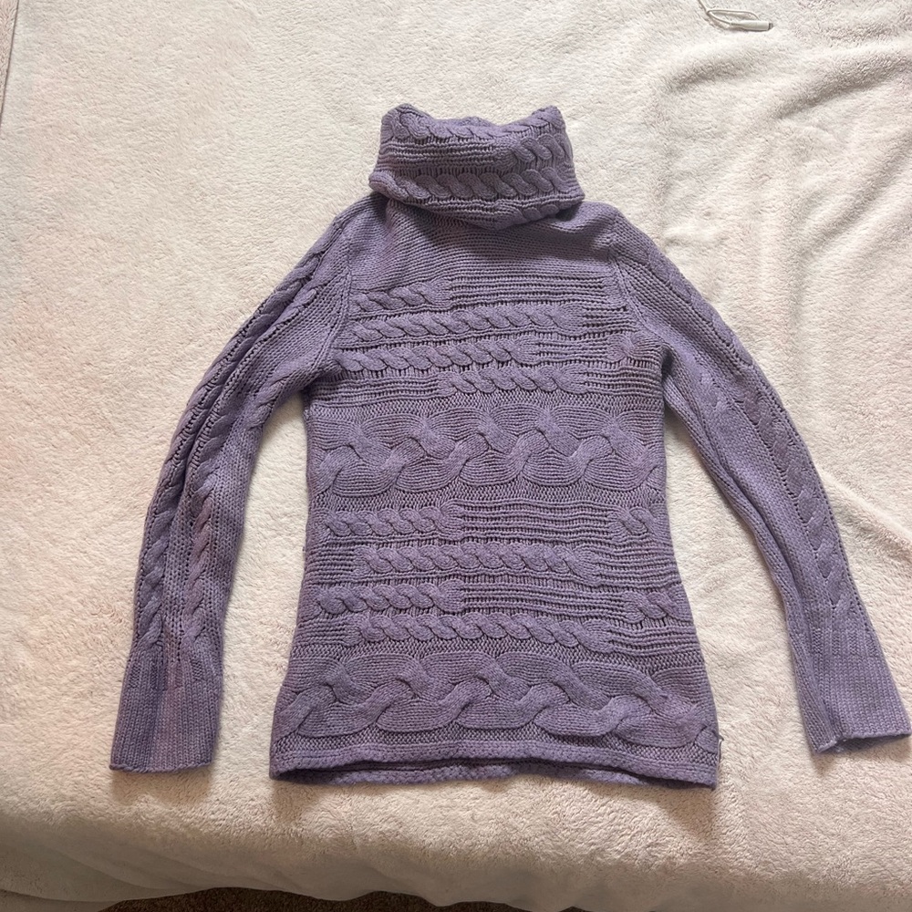 Banana Republic Lavender Cable Knit Turtleneck Sweater